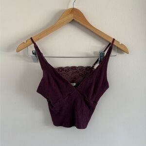 Garage Burgundy Lace Top